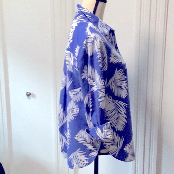 Chico’s No Iron Stretch 3/4 Sleeve Palms Shirt Chico’s Size 3 (Reg 16) - Picture 3 of 11